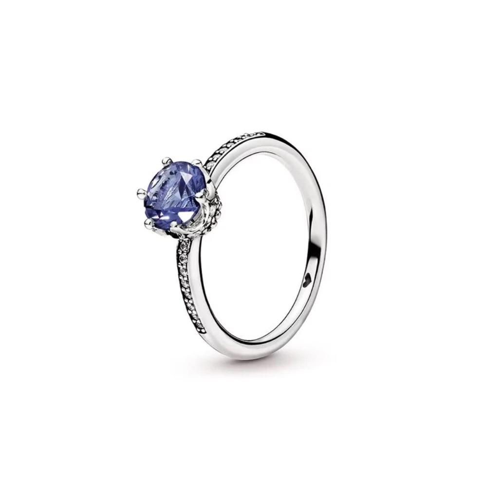 Pandora Blue Sparkling Crown Ring